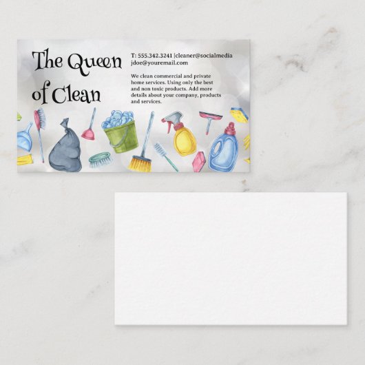 Schoonmaakmaterialen en -gereedschap | Boke-achter Visitekaartje (Voorkant / Achterkant)