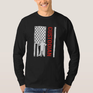 Schoonmaakmedewerker conciërge Amerikaans vlag met T-shirt