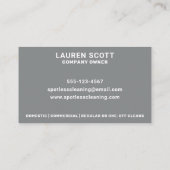 Schoonmaakmiddel dweil en emmer bold grijs visitekaartje (Achterkant)