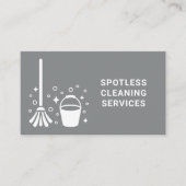 Schoonmaakmiddel dweil en emmer bold grijs visitekaartje (Voorkant)