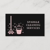Schoonmaakmiddel dweil en emmer roze faux glitter visitekaartje (Voorkant)