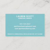 Schoonmaakmiddel dweil en emmer vet turquoise visitekaartje (Achterkant)