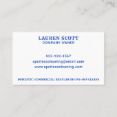 Schoonmaakmiddel Leuke Cartoon Vacuüm Blauw Visitekaartje (Achterkant)