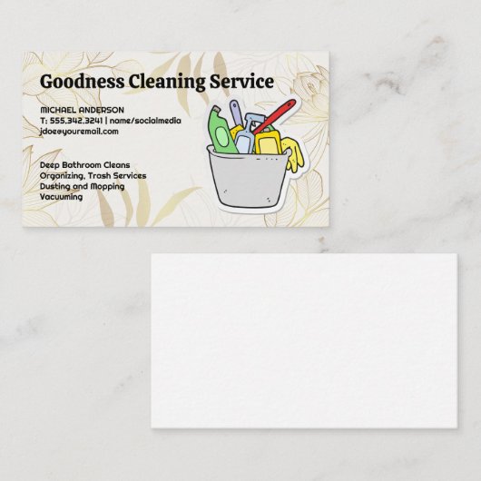 Schoonmaakmiddelen in de Bucket Visitekaartje (Voorkant / Achterkant)