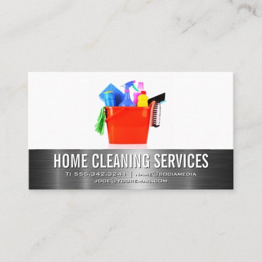 Schoonmaakmiddelen in emmer visitekaartje (Voorkant)