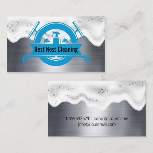 schoonmaakmiddelen voor dienstmeisjes | zeepschuim visitekaartje (Voorkant / Achterkant)