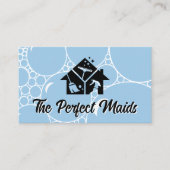 Schoonmaakpictogrammen | Achtergrond met zeepbelle Visitekaartje (Voorkant)