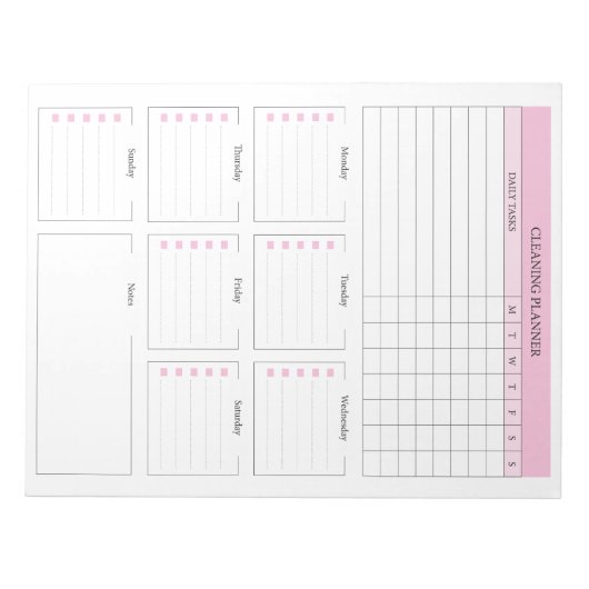 Schoonmaakplank - Controlelijst voor reiniging Notitieblok (Voorkant)