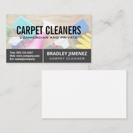 Schoonmaakproducten en gereedschappen visitekaartje (Voorkant / Achterkant)