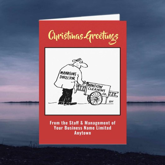 Schoonmaakprogramma voor vensters of kerstkaart vo feestdagen kaart