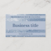 Schoonmaakservice Blauw Zilver Metalen Glitter Visitekaartje (Voorkant)