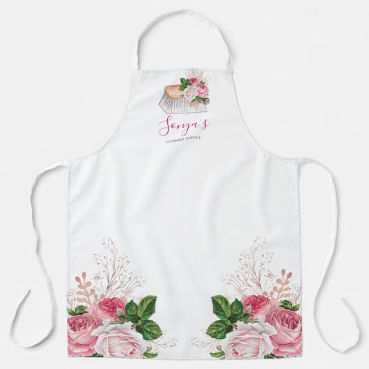 Schoonmaakservice Bloemen Bedrijf Schoonmaakborste Schort (Voorkant)