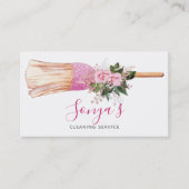 Schoonmaakservice Bloemen Waterverf bezem Visitekaartje (Voorkant)