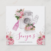Schoonmaakservice Bloemen Waterverf Vierkante Visitekaartje (Voorkant)