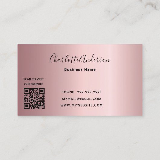 Schoonmaakservice blush roze zilverstof QR Visitekaartje (Achterkant)
