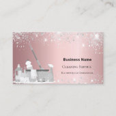 Schoonmaakservice blush roze zilverstof QR Visitekaartje (Voorkant)