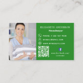 Schoonmaakservice bos groene foto QR-code Visitekaartje (Achterkant)