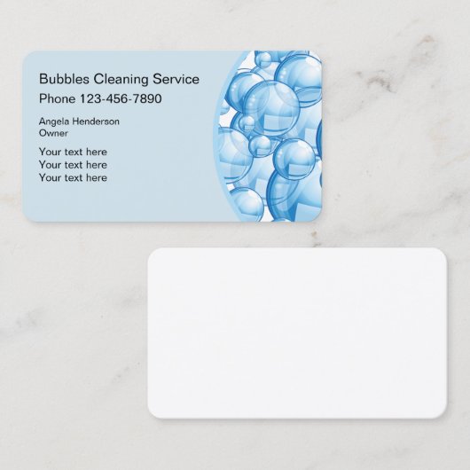Schoonmaakservice Bubbles-ontwerp Visitekaartje (Voorkant / Achterkant)