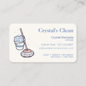 Schoonmaakservice Cute Ecru + Blauw en Roze pop Visitekaartje (Voorkant)