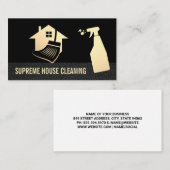 Schoonmaakservice | Dienstmeid spuitfles bezem Visitekaartje (Voorkant / Achterkant)