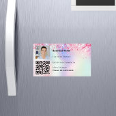 Schoonmaakservice foto QR code holografisch roze Magnetisch Visitekaartje