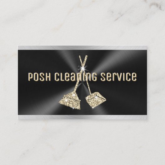 Schoonmaakservice Geborsteld zwart metaal goud + z Visitekaartje (Achterkant)