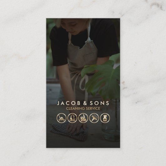Schoonmaakservice Gold Icons Cleaner Visitekaartje (Voorkant)