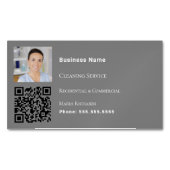 Schoonmaakservice grijze foto QR-code Magnetisch Visitekaartje (Voorkant)