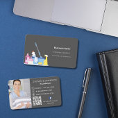 Schoonmaakservice grijze foto QR-code Visitekaartje