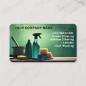 Schoonmaakservice Groen silhouet met foto Visitekaartje (Achterkant)