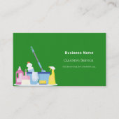 Schoonmaakservice groene foto QR code premium Visitekaartje (Voorkant)