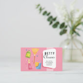 Schoonmaakservice House Cleaner Retro Visitekaartje (Staand voorkant)