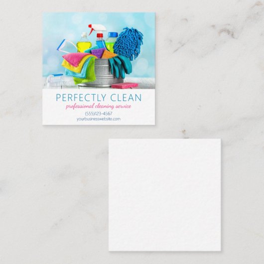 Schoonmaakservice Housecleaningmaterialen Vierkante Visitekaartje (Voorkant / Achterkant)