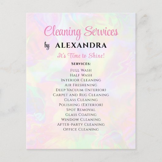 Schoonmaakservice huis houden van elegante hologra flyer (Voorkant)