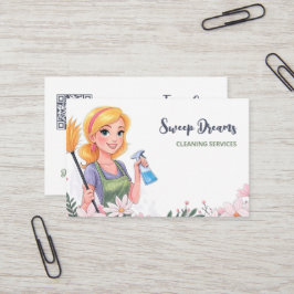 Schoonmaakservice Huis Maid Floral QR Visitekaartje