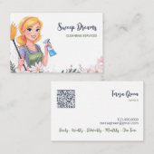 Schoonmaakservice Huis Maid Floral QR Visitekaartje (Voorkant / Achterkant)
