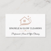 Schoonmaakservice Huis QR Code Roos Goud Wit Visitekaartje (Voorkant)