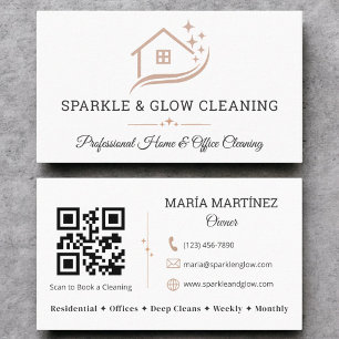 Schoonmaakservice Huis QR Code Roos Goud Wit Visitekaartje