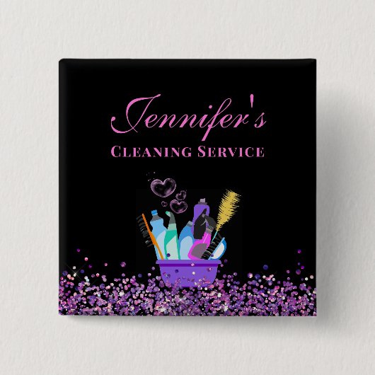 Schoonmaakservice levert Sparkle Business Vierkante Button 5,1 Cm (Voorkant)