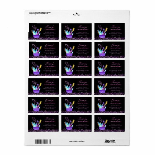 Schoonmaakservice levert sprankeladres etiket (Full Sheet)