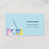 Schoonmaakservice lichtblauwe foto QR code premium Visitekaartje (Voorkant)