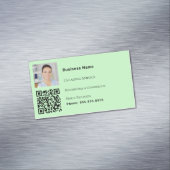 Schoonmaakservice lichtgroene foto QR-code Magnetisch Visitekaartje (Voorbeeld)