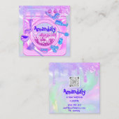 Schoonmaakservice Logo QRCode Laundy Logo Roze dru Vierkante Visitekaartje (Voorkant / Achterkant)