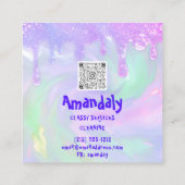 Schoonmaakservice Logo QRCode Laundy Logo Roze dru Vierkante Visitekaartje (Achterkant)