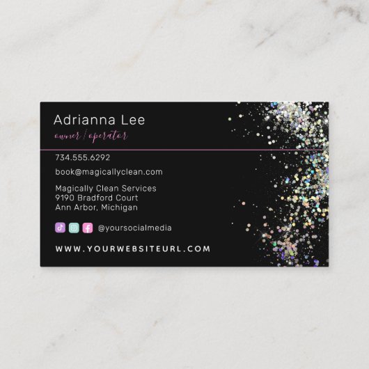 Schoonmaakservice Maid House en Kantoor Holographi Visitekaartje (Achterkant)