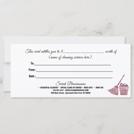 Schoonmaakservice Maid Janitorial Gift Certificate (Achterkant)