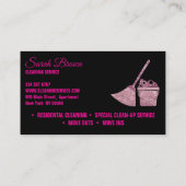 Schoonmaakservice Maid Janitorial zwart mousserend Visitekaartje (Achterkant)