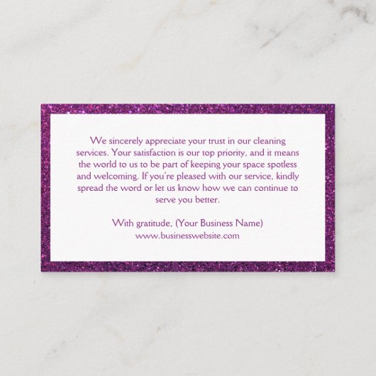 Schoonmaakservice Maid Sparkle Dank u Visitekaartje (Achterkant)