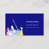 Schoonmaakservice marine blauw foto QR code Visitekaartje (Voorkant)