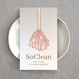 Schoonmaakservice met Roos Gold Glitter Bus Visitekaartje